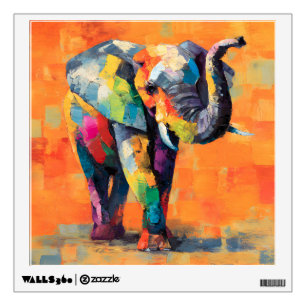 Abstract Happy Rainbow Elephant Wall Decal