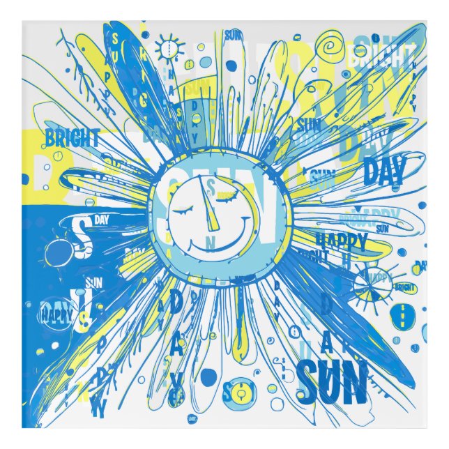 Abstract Happy Whimsical Sun Word Art (Front)