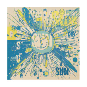 Abstract Happy Whimsical Sun Word Art