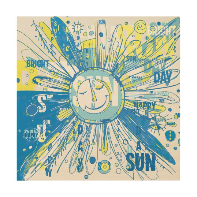 Abstract Happy Whimsical Sun Word Art (Front)