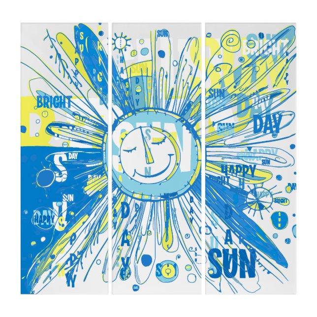 Abstract Happy Whimsical Sun Word Art (Front)