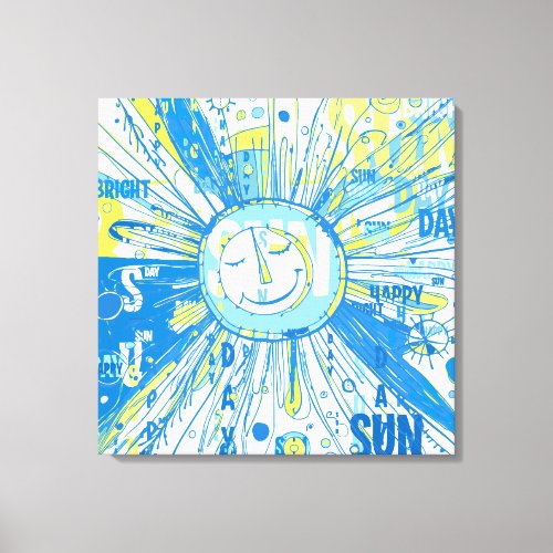 Abstract Happy Whimsical Sun Word Art Canvas Print