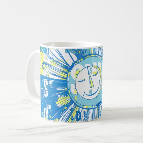 Abstract Happy Whimsical Sun Word Art Coffee Mug