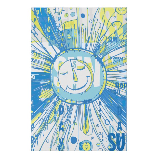 Abstract Happy Whimsical Sun Word Art Faux Canvas Print (Front)