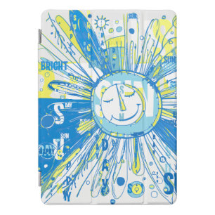 Abstract Happy Whimsical Sun Word Art iPad Pro Cover