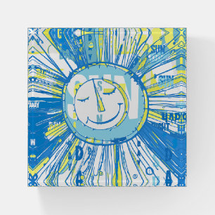 Abstract Happy Whimsical Sun Word Art Paperweight