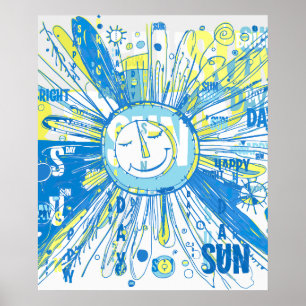 Abstract Happy Whimsical Sun Word Art Poster