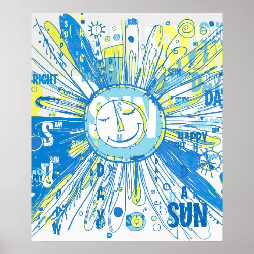 Abstract Happy Whimsical Sun Word Art Poster
