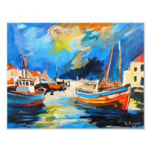 Abstract Harbour Fishing Boats Photo Print