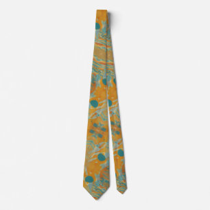 Abstract Harvest orange and teal motif Neck Tie
