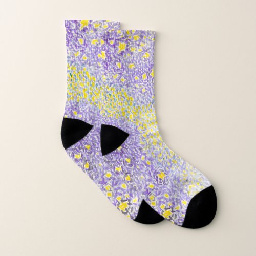 Abstract Hash Brushstrokes  Purple  Socks