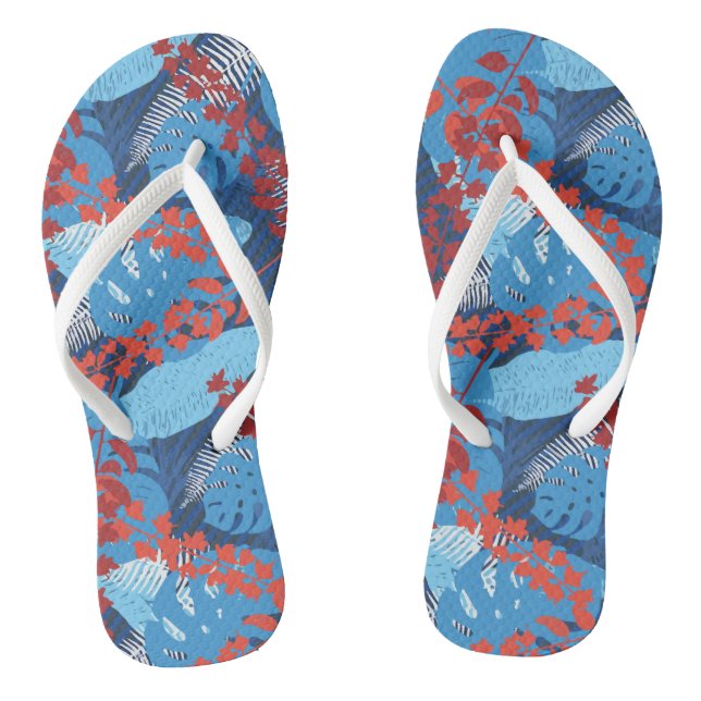 Abstract Hawaiian Leaf Pattern Flip Flops (Footbed)