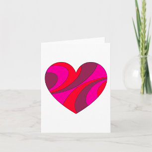 Abstract Heart Bold Red and Pink Swirl Pattern Card
