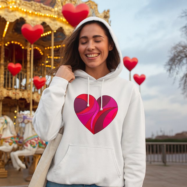 Abstract Heart Bold Red and Pink Swirl Pattern  Hoodie (Creator Uploaded)