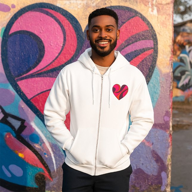 Abstract Heart Bold Red and Pink Swirl Pattern  Hoodie (Creator Uploaded)