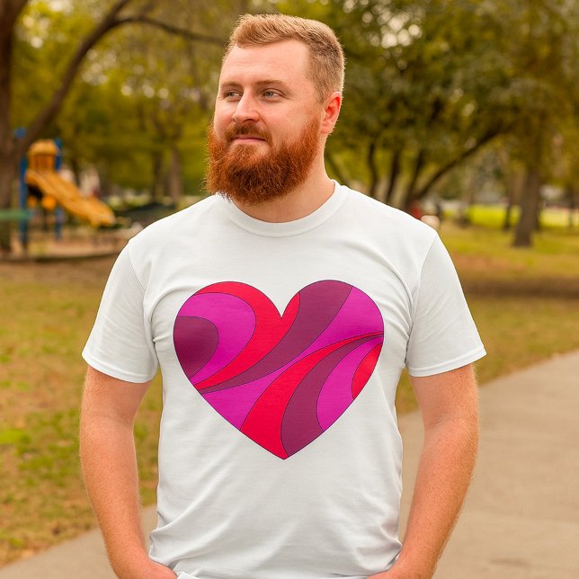 Abstract Heart Bold Red and Pink Swirl Pattern  T-Shirt (Creator Uploaded)