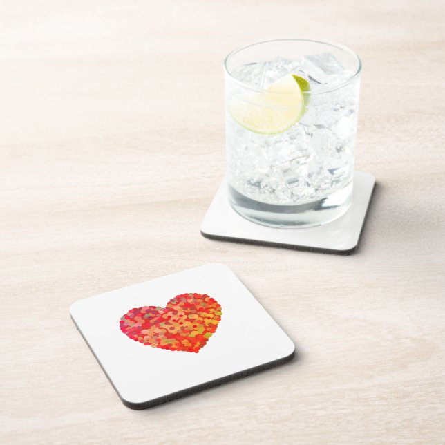 Abstract Heart Confetti Art Beverage Coaster (Right Side)
