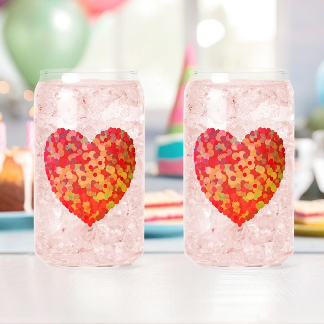 Abstract Heart Confetti Art Can Glass (Insitu (Birthday))