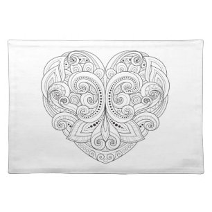 Abstract Heart Doodle Placemat