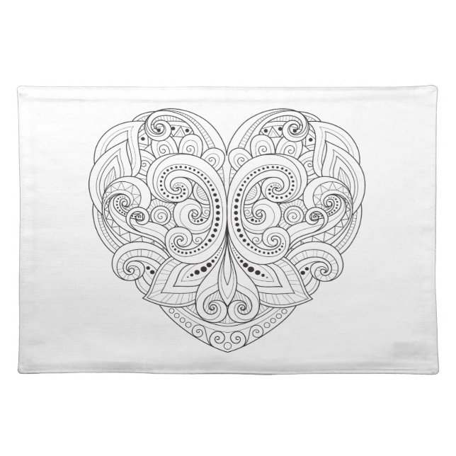 Abstract Heart Doodle Placemat (Front)