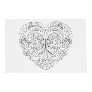 Abstract Heart Doodle Placemat