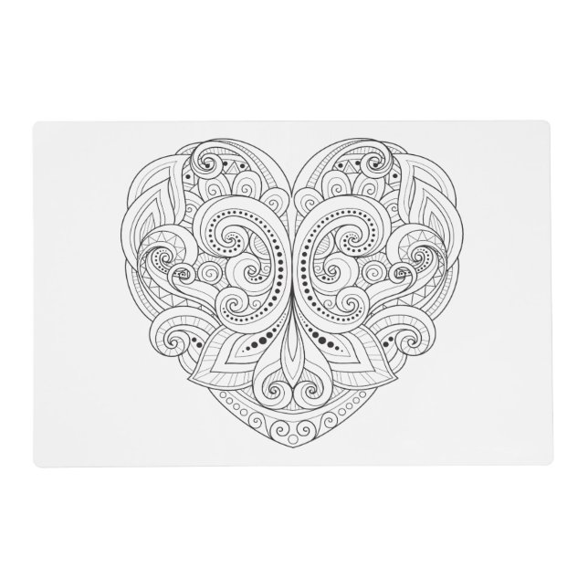 Abstract Heart Doodle Placemat (Front)