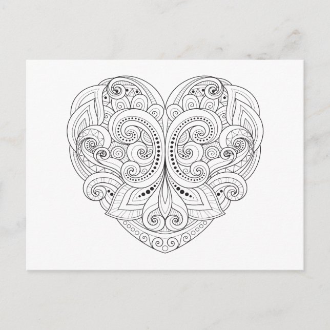 Abstract Heart Doodle Postcard (Front)