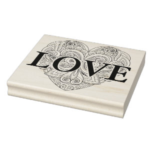 Abstract Heart Doodle Rubber Stamp