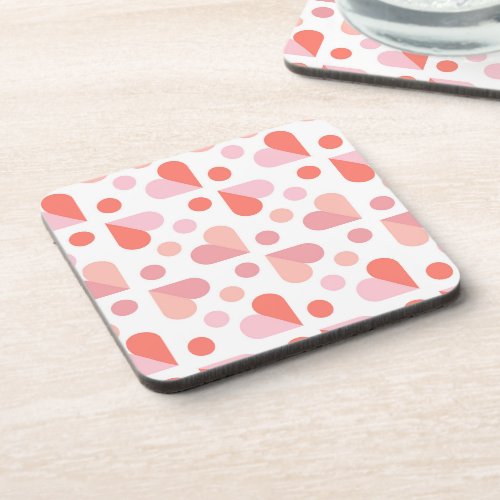 Abstract Heart Geometric Pattern Beverage Coaster