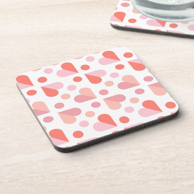 Abstract Heart Geometric Pattern Beverage Coaster (Left Side)