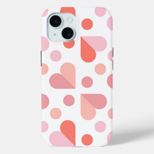 Abstract Heart Geometric Pattern iPhone 15 Case