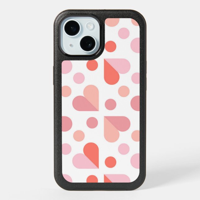 Abstract Heart Geometric Pattern iPhone 15 Case (Back)