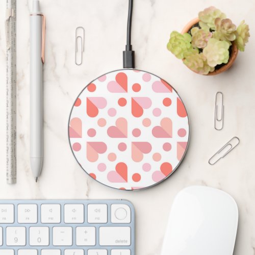 Abstract Heart Geometric Pattern Wireless Charger