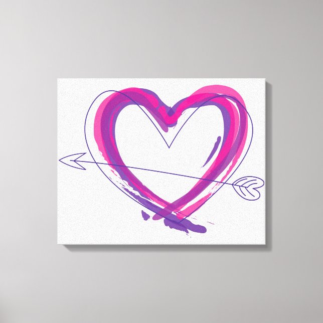 Abstract heart in purple and pink canvas print (Front)