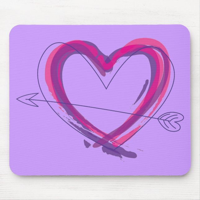 Abstract heart in purple and pink mouse pad (Front)