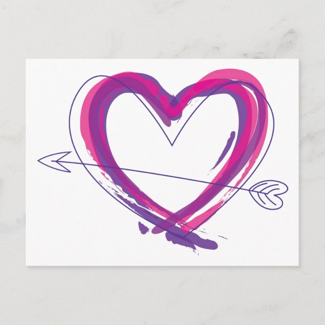 Abstract heart in purple and pink postcard (Front)