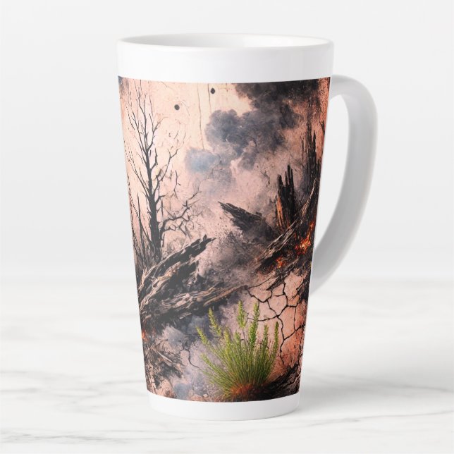 Abstract Heart Latte Mug - Elegant Art Design (Right Angle)