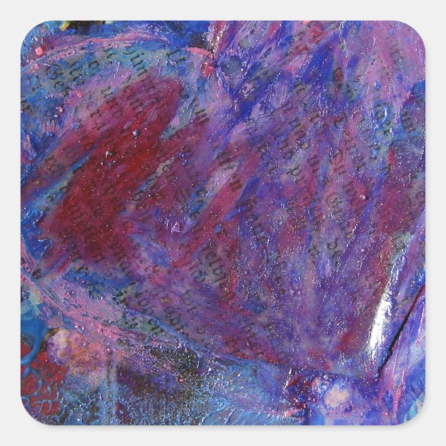 Abstract Heart Mixed Media Collage Square Sticker (Front)