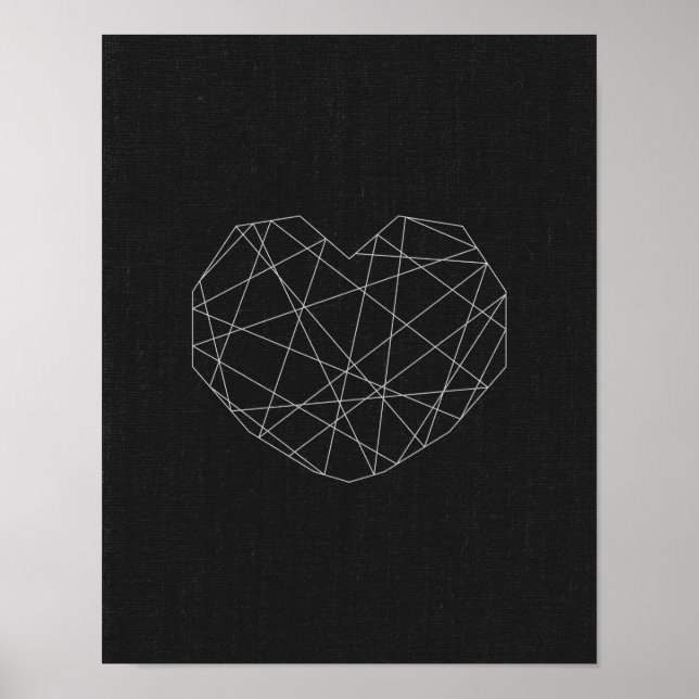 Abstract heart print. Black and white. Modern love Poster (Front)