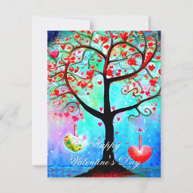 Abstract heart tree valentine  holiday card (Front)