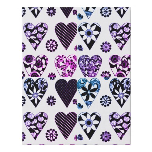 Abstract Hearts  Flowers Modern Color Pop Faux Canvas Print