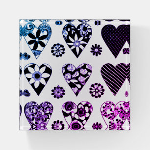 Abstract Hearts & Flowers Modern Color Pop Paperweight