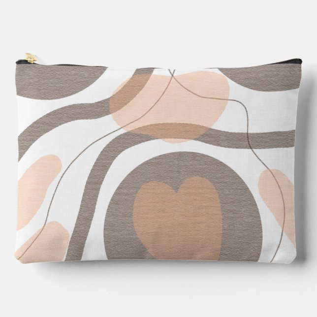Abstract Hearts in Brown, Tan and Gray Accessory Pouch (Front)