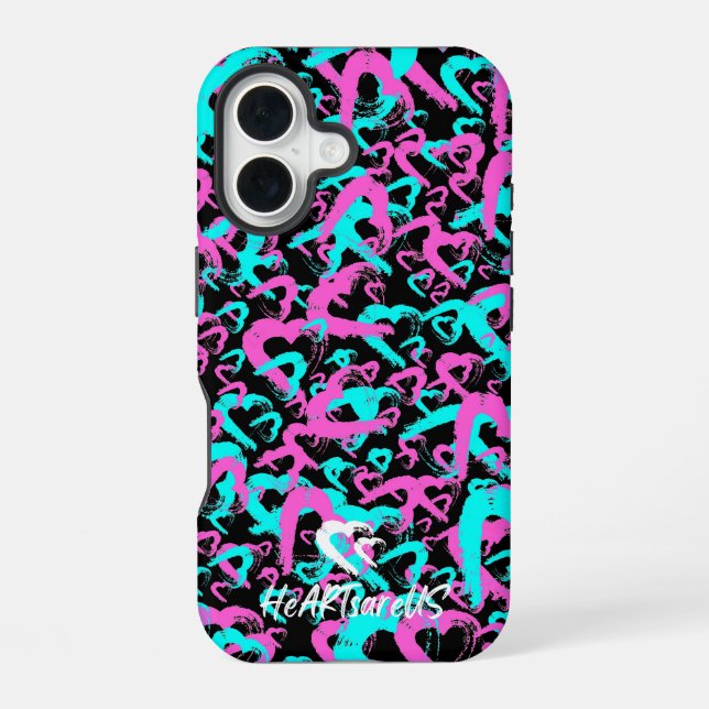 Abstract Hearts iPhone 16 Case (Back)