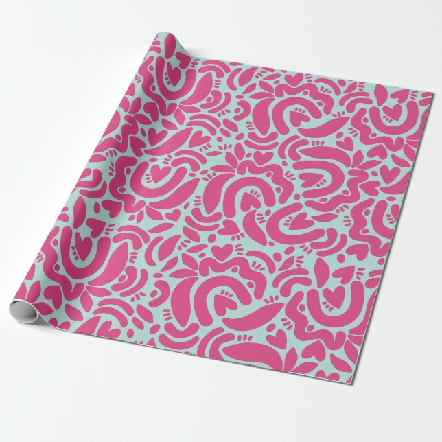 Abstract Hearts leaves pattern Wrapping Paper (Unrolled)