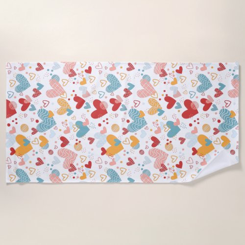 Abstract hearts pattern bath towel