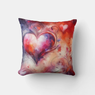 Abstract Hearts Throw Pillow
