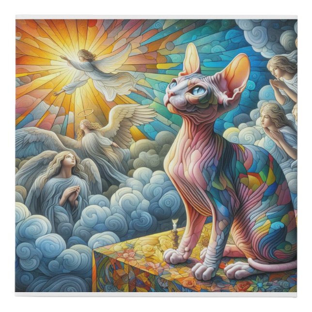 Abstract Heavenly Sphynx Cat Faux Canvas Print (Front)
