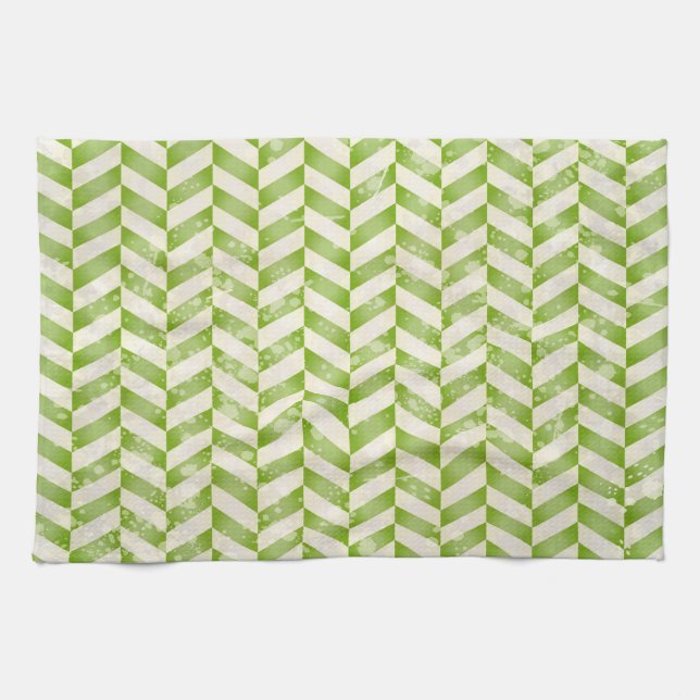Abstract herringbone in greenery towel (Horizontal)