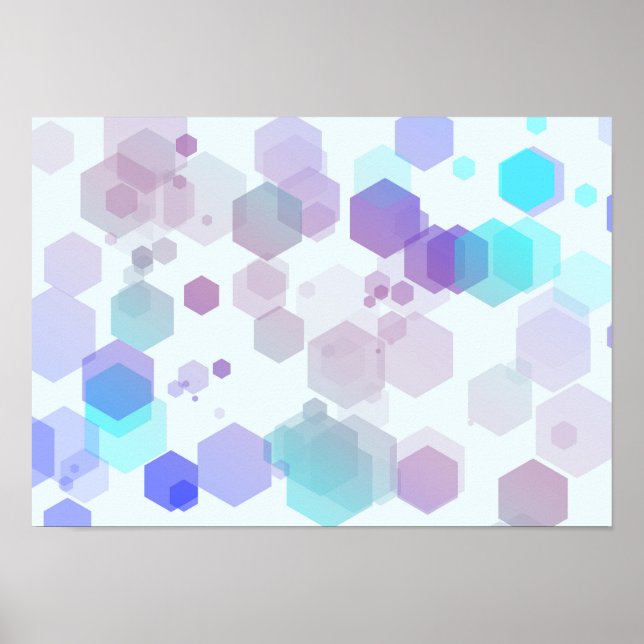 Abstract Hexagon Art - Purple and Blue Tones Poster (Front)